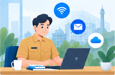Pegawai pemerintah kota mengajukan layanan TIK secara online
